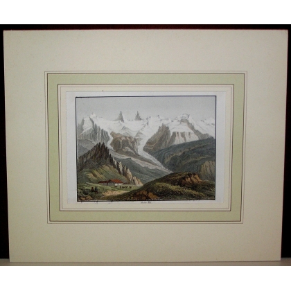 Gravure coloriée "Grindelwald" de MULLER  sur Moinat SA  - Antiquités décoration -  Gravures, Lithos