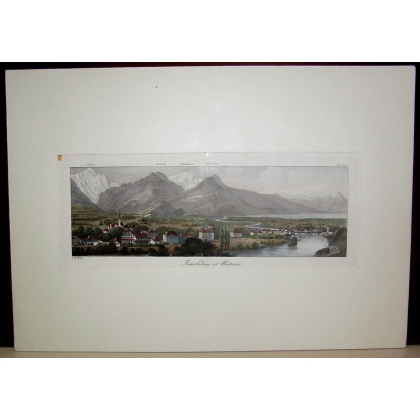 Engraving ‘Interlaken and Untersee’ by Moinat SA – Antiques and decorative items – Engravings, lithographs