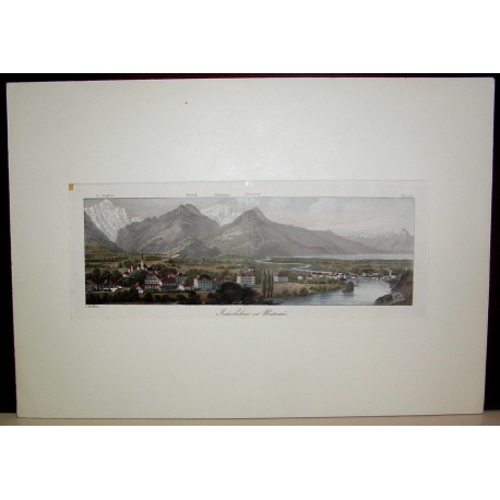 Engraving ‘Interlaken and Untersee’ by Moinat SA – Antiques and decorative items – Engravings, lithographs