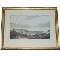 Gravure "Vue de Vevey" par ABERLI.