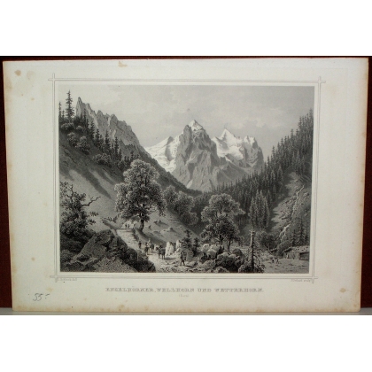 Engraving "Engelhorner, Wellhorn und sur Moinat SA" – Antiques and decorative items – Engravings, lithographs