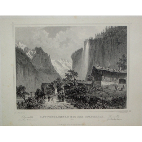 Radierung „Lauterbrunnen mit em“ von Moinat SA – Antiquitäten und Dekoration – Radierungen, Lithografien