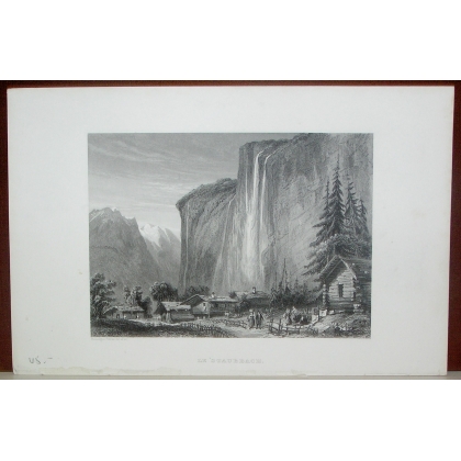 Engraving "Le Staubbach" by ROUARGUE on Moinat SA – Antiques and decorative items – Engravings, lithographs