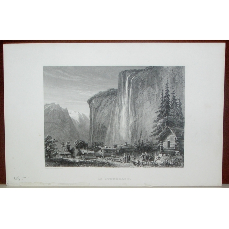 Engraving "Le Staubbach" by ROUARGUE on Moinat SA – Antiques and decorative items – Engravings, lithographs