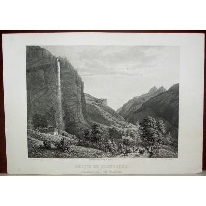 Engraving "The Fall of Staubbach" by SUTERLIN at Moinat SA – Antiques and decorative items – Engravings, lithographs