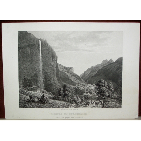 Engraving "The Fall of Staubbach" by SUTERLIN at Moinat SA – Antiques and decorative items – Engravings, lithographs