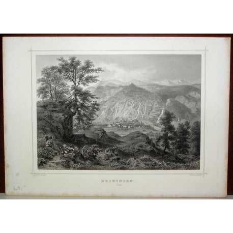 Engraving ‘Meiringen’ by ROHBOCK, on Moinat SA – Antiques and decorative items – Engravings, lithographs
