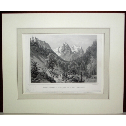 Engraving "Engelhörner, Wellhorn and  by Moinat SA  - Antiques and decorative items -  Engravings, lithographs