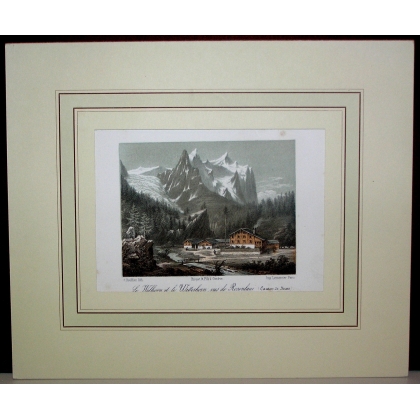 Engraving: ‘The Welhorn and the Wetterhorn’, by Moinat SA – Antiques and decorative items – Engravings, lithographs