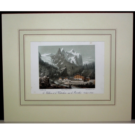 Engraving: ‘The Welhorn and the Wetterhorn’, by Moinat SA – Antiques and decorative items – Engravings, lithographs