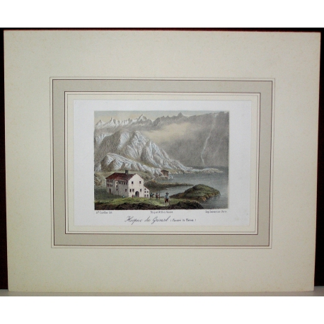 Stich „Das Grimsel-Hospiz“ von  auf Moinat SA  – Antiquitäten und Dekorationsgegenstände –  Stiche, Lithografien