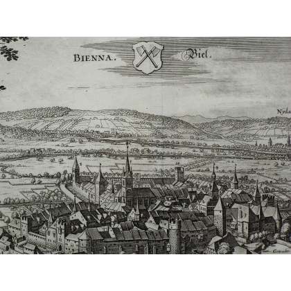 Engraving "Bienna, Biel 1654" by Moinat SA – Antiques and decorative items – Engravings, lithographs