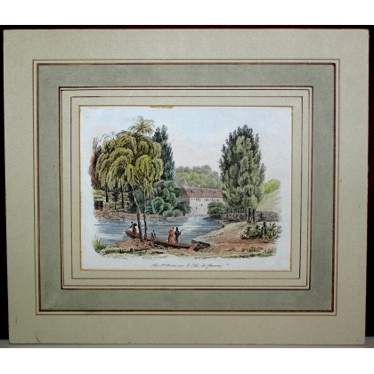 Engraving ‘Island on Lake Biel’ by Moinat SA – Antiques and decorative items – Engravings, lithographs