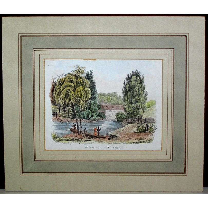 Gravure "Île sur le Lac de Bienne"