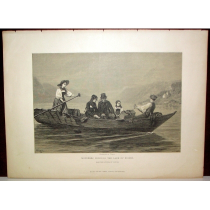 Engraving: ‘Mourners crossing the lake of Moinat SA’ – Antiques and decorative items – Engravings, lithographs