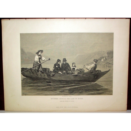 Engraving: ‘Mourners crossing the lake of Moinat SA’ – Antiques and decorative items – Engravings, lithographs