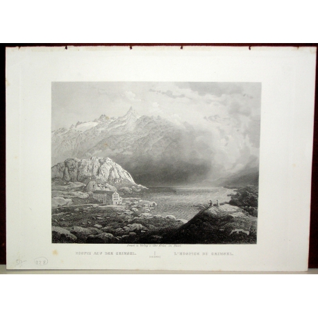 Engraving ‘L’hospice du Grimsel’ by KRUSI, on Moinat SA – Antiques and decorative items – Engravings, lithographs