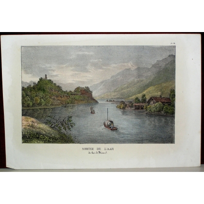 Coloured engraving ‘Sortie de L’Aar’ by Moinat SA – Antiques and decorative items – Engravings, lithographs