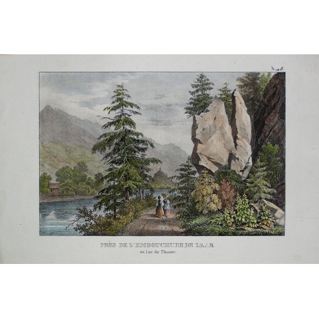 Kolorierter Stich „In der Nähe der Mündung“ von Moinat SA – Antiquitäten und Dekorationsgegenstände – Stiche, Lithografien