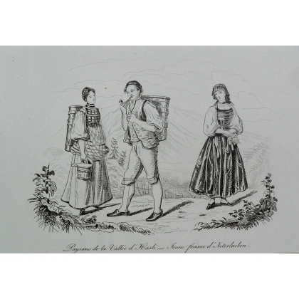 Radierung „Bauern aus dem Hasli-Tal“ von Moinat SA – Antiquitäten und Dekorationsgegenstände – Radierungen, Lithografien