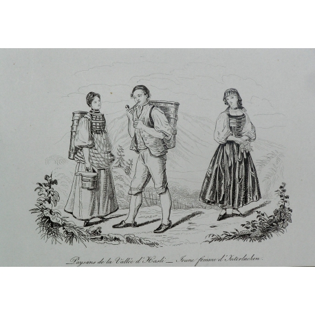 Radierung „Bauern aus dem Hasli-Tal“ von Moinat SA – Antiquitäten und Dekorationsgegenstände – Radierungen, Lithografien