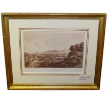 Gravure sepia "Genève" par DE BEAUMONT