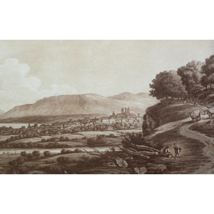 Sepia engraving ‘Geneva’ by DE BEAUMONT, on Moinat SA – Antiques and decorative items – Engravings, lithographs
