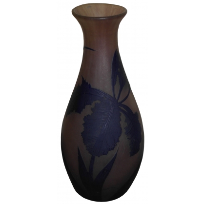 Vase soliflore bleu-violet signé RICHARD