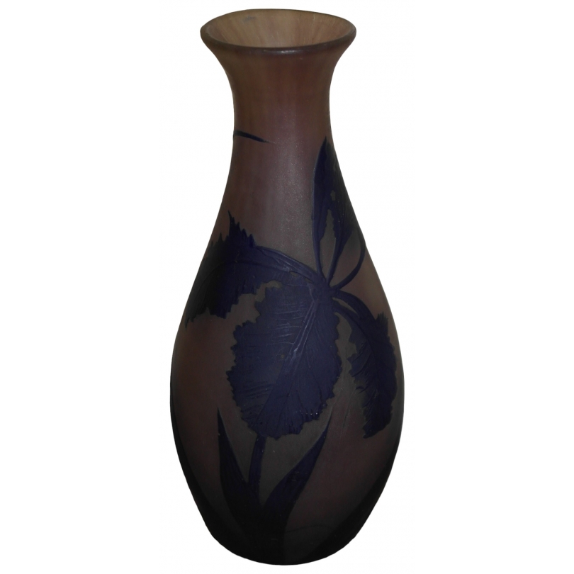 Vase soliflore bleu-violet signé RICHARD