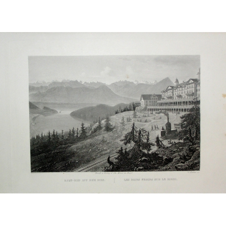 Radierung „Les Bains froids sur Le Righi“ von Moinat SA – Antiquitäten und Dekorationsgegenstände – Radierungen, Lithografien