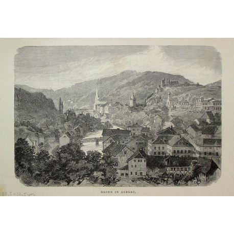 Engraving ‘Baden in Aargau’ by Moinat SA – Antiques and decorative items – Engravings, lithographs