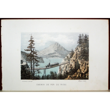 Engraving entitled ‘Righi Railway’ by Moinat SA – Antiques and decorative items – Engravings, lithographs