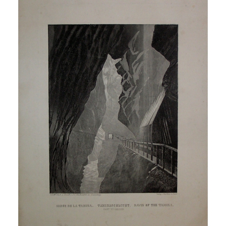 Engraving ‘Gorge de La Tamina’ by Moinat SA – Antiques and decorative items – Engravings, lithographs