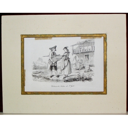 Engraving ‘Costumes of the Canton of St. Gallen’ by Moinat SA – Antiques and decorative items – Engravings, lithographs