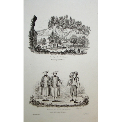 Engraving: ‘Hermitage of Sainte-Frêne’ by Moinat SA – Antiques and decorative items – Engravings, lithographs