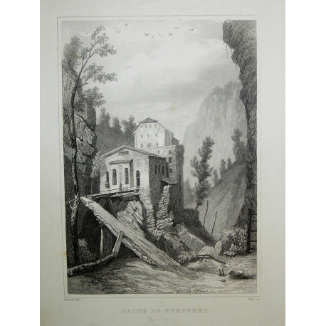 Engraving entitled "Bains de Pfaeffers" by GIRARD, on Moinat SA – Antiques and decorative items – Engravings, lithographs