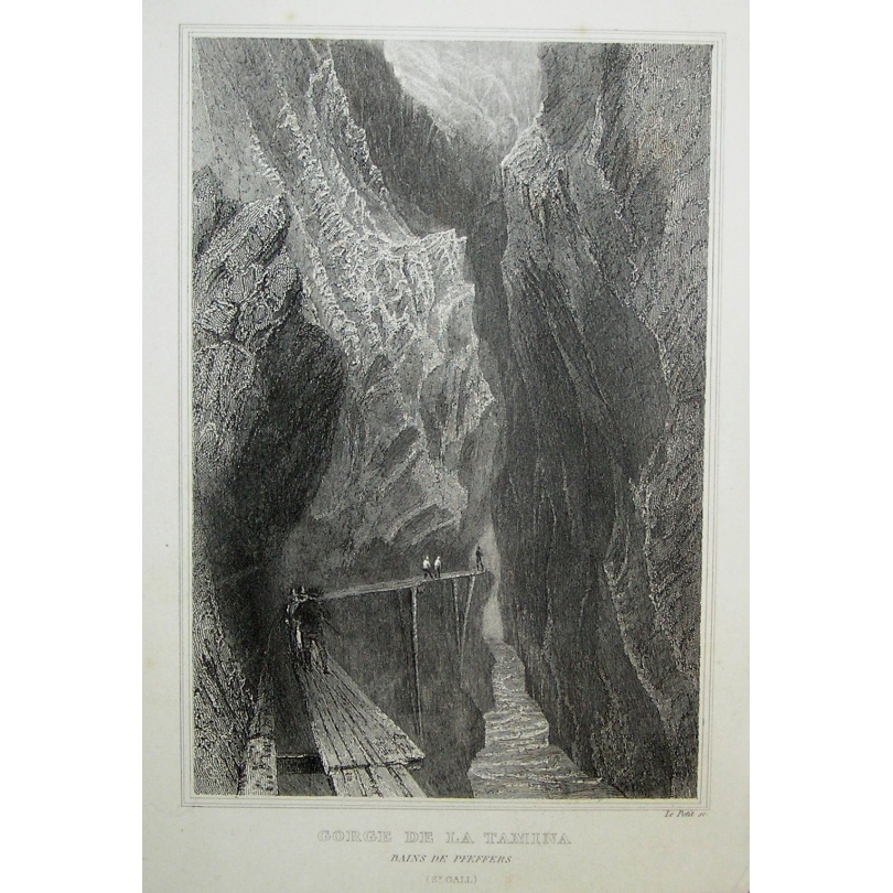Gravure "Gorge de La Tamina" de LE PETIT