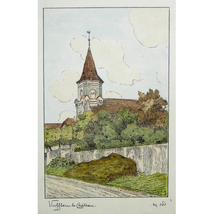 Engraving ‘Château de Vufflens’ by Moinat SA – Antiques and decorative items – Engravings, lithographs