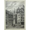 Engraving entitled "The Fishmarket Fountain, Basel" by Moinat SA – Antiques and decorative items – Engravings, lithographs