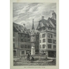 Gravure "The fishmarket fountain, Basel"