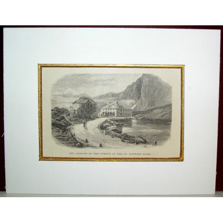 Engraving: ‘The hospice at the summit of’ by Moinat SA – Antiques and decorative items – Engravings, lithographs