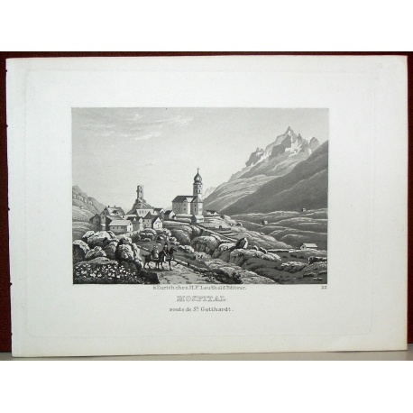 Engraving ‘Hospital, Route de St. Gotthardt’ by Moinat SA – Antiques and decorative items – Engravings, lithographs