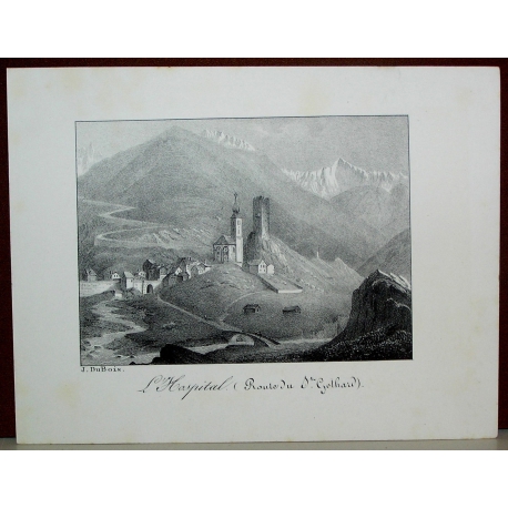 Engraving: "L'Hospital (Route du St.  sur Moinat SA) – Antiques and home décor – Engravings, lithographs"
