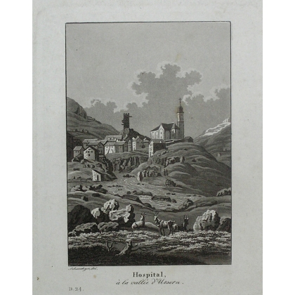 Radierung „Hospital, im Tal von Moinat SA“ – Antiquitäten und Dekoration – Radierungen, Lithografien