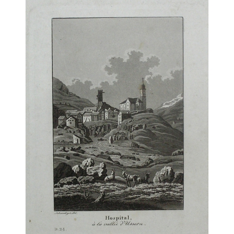 Radierung „Hospital, im Tal von Moinat SA“ – Antiquitäten und Dekoration – Radierungen, Lithografien