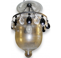 Suspension en verre claire avec pendeloques noires