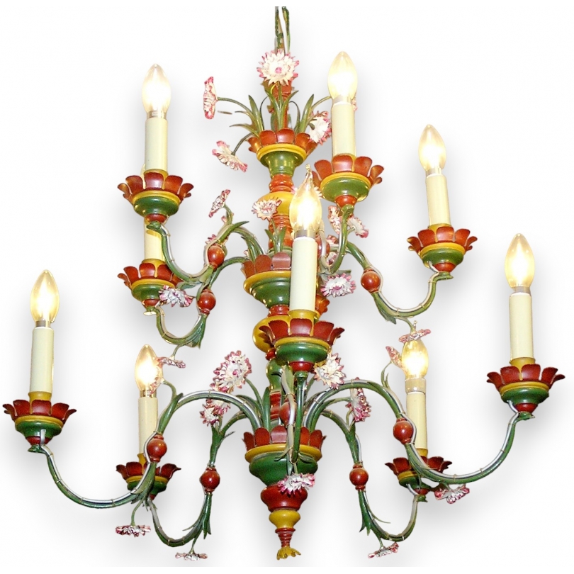 11-light painted wood and iron chandelier from Moinat SA – Antiques and home décor