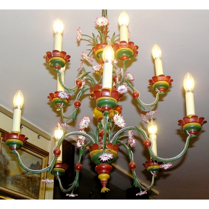 11-light painted wood and iron chandelier from Moinat SA – Antiques and home décor