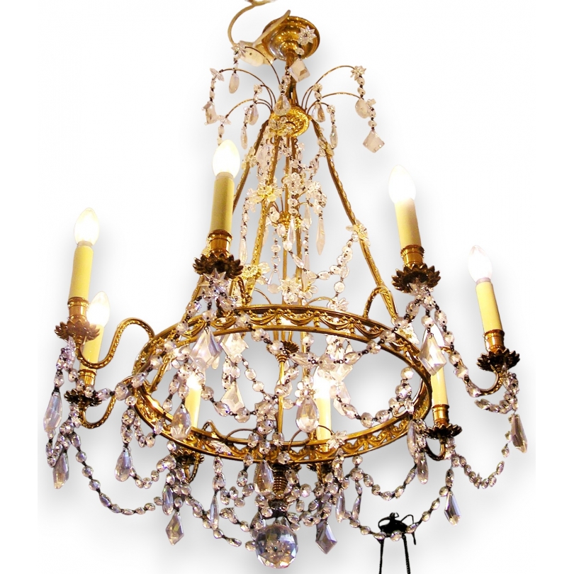 Louis XVI-style chandelier in gilded bronze at Moinat SA – Antiques and home décor