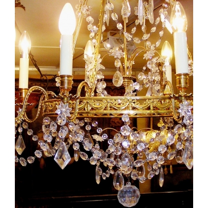 Louis XVI-style chandelier in gilded bronze at Moinat SA – Antiques and home décor